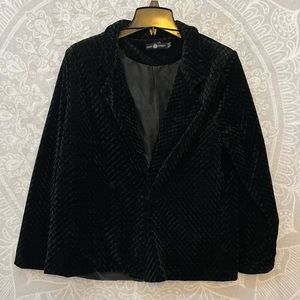 BEAUTIFUL DESIGNER JACKET BLAZER COAT SIZE 10 38 TEXTURED BLACK VELVET VGUC NICE